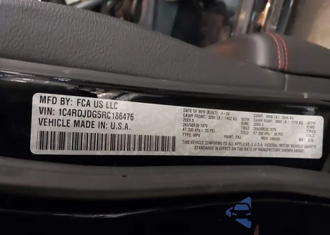 2024 Dodge Durango Gt Plus Awd from USA, damaged, VIN 1C4RDJDG5RC186476